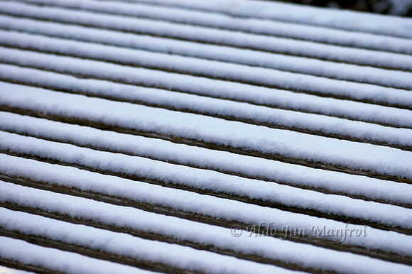 snow, bench, pattern